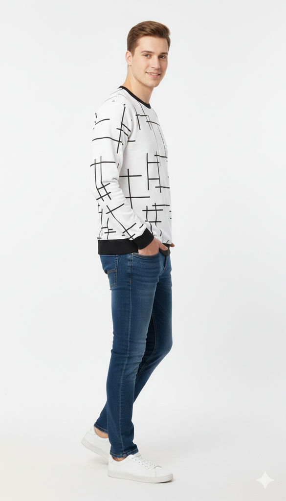 Premium Men's Casual Printed Sweatshirt with Comfortable Regular Fit
