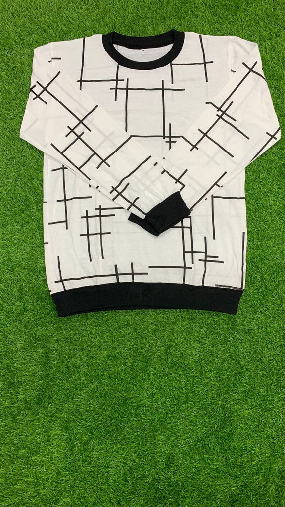 Fashionable Men's Round Neck Sweatshirt in White and Black