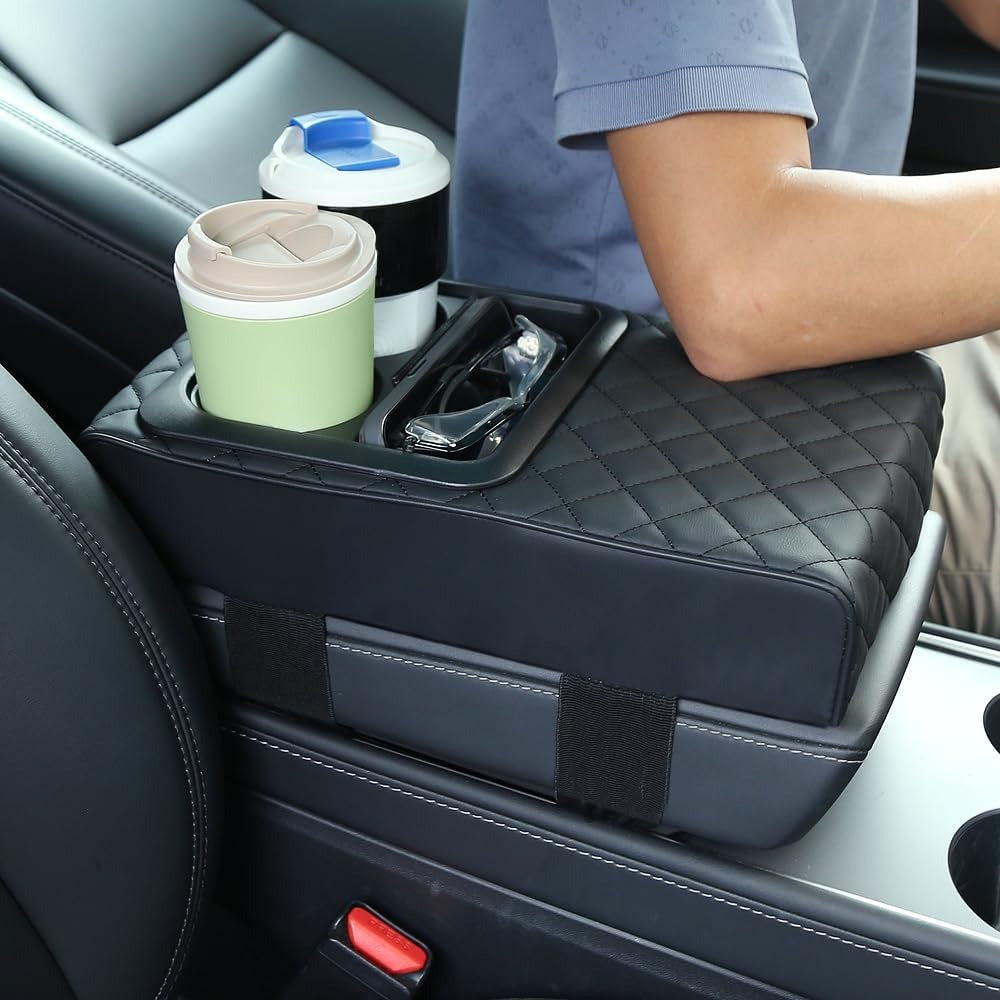Car Armrest Storage Box with Cup Holder