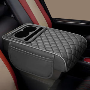 Car Armrest Cushion with Cup Holder and Storage Box