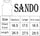 Measurement chart for a sleeveless shirt with 'SANDO' branding, showing chest front and length measurements for Medium, Large, and Xtra Large sizes.