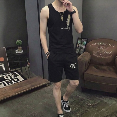 Men's Summer Sando and Shorts Set in Stretchable Cotton Jersey Fabric