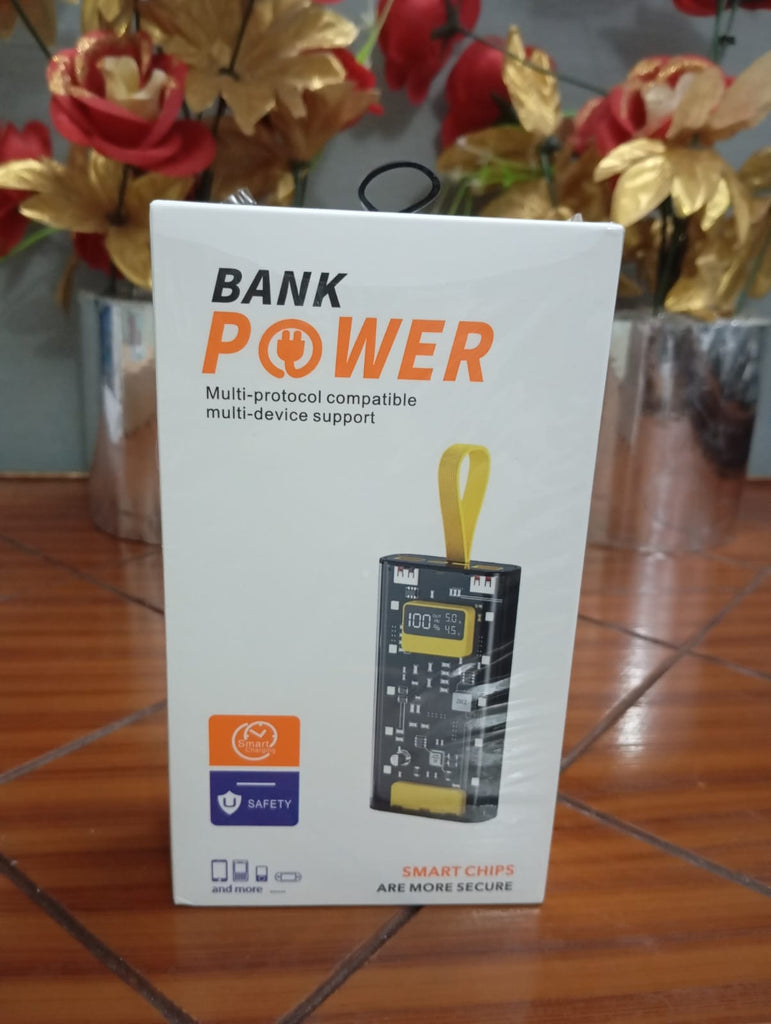 Portable Fast Charging Power Bank with Digital Display and Emergency Light