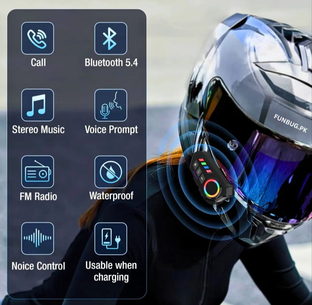 Bluetooth Helmet Headset with CVC Intelligent Noise Reduction