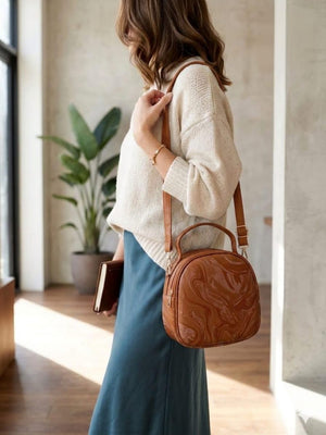 Marble Gloss Mini Crossbody Handbag Front View