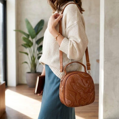 Marble Gloss Mini Crossbody Handbag Front View