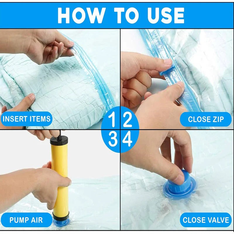 Reusable Vacuum Storage Bags for Home Organization and Travel