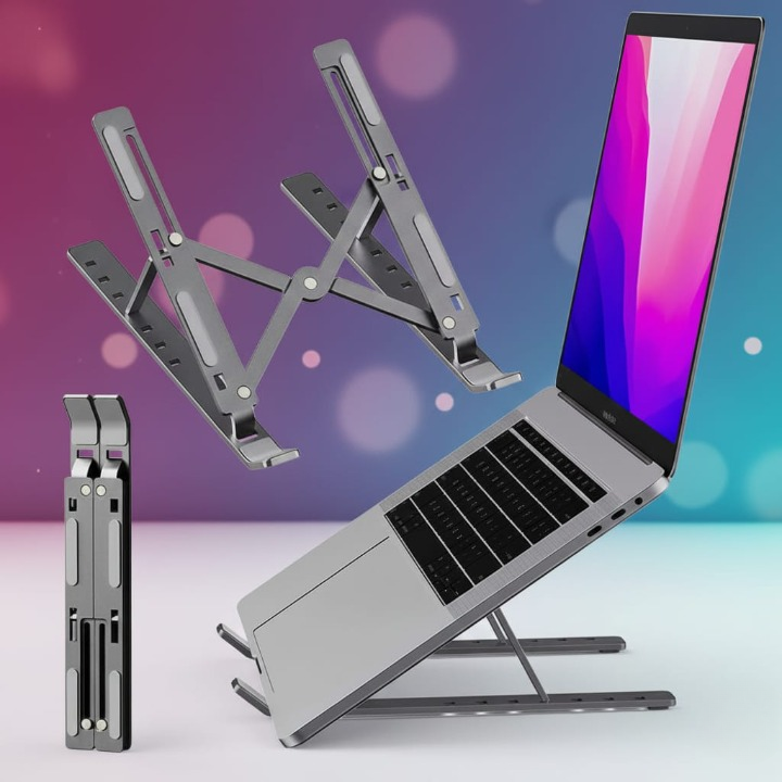 Ergonomic Aluminum Notebook Stand with Foldable Design