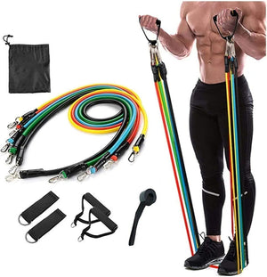 11 In 1 Natural Rubber Resistance Bands Set for Home Gym