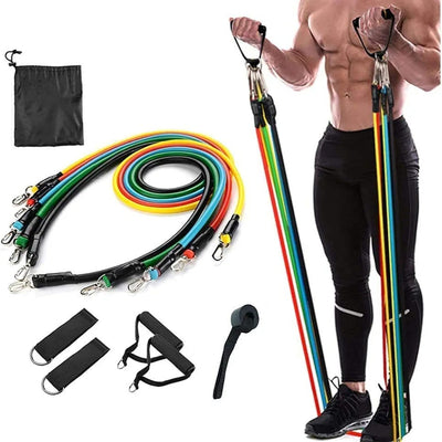 11 In 1 Natural Rubber Resistance Bands Set for Home Gym